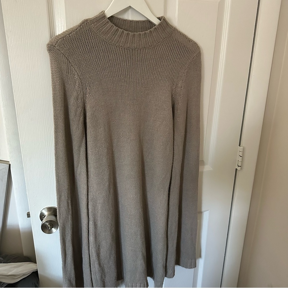 Beige Knit Tunic Sweater